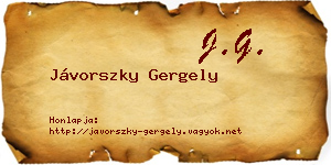 Jávorszky Gergely névjegykártya